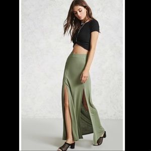 F21 Contemporary Charcoal Grey Maxi Skirt